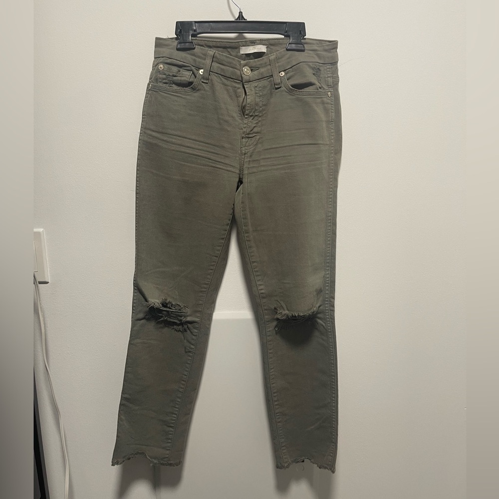 7 FOR ALL MANKIND straight leg pant with ripped knees